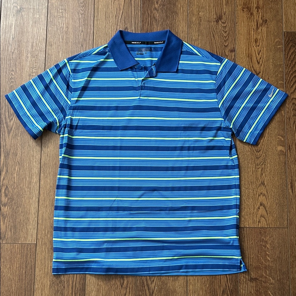 Nike Striped Polo Shirt in Blue and Green